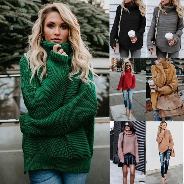 

women knitted sweater pullovers womens winter sweaters 2020 long sleeve knit women turtleneck sweaters, White;black