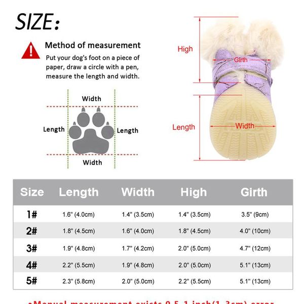 

4pcs warm pet dog cat shoes anti-slip dog boots socks winter puppy cat rain snow booties footwear for small dogs chihu bbynty