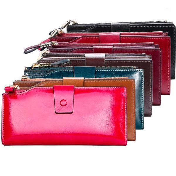 

2020 new simple wallet half-fold card bag female anti-rfid lady wallet long female multi-card1, Red;black