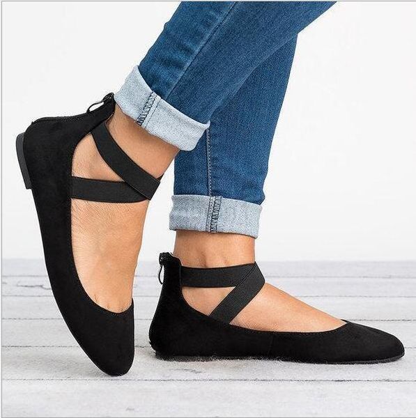 

sandals platform women shoes ladies round slides elastic bandagesheel flats, Black