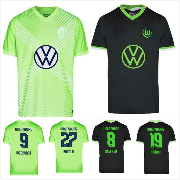 

vfl wolfsburg heimtrikot weghors soccer jerseys 2020 21 klaus malli steffen mehmedi roussillon brooks arnold brekalo football shirt, Black;yellow