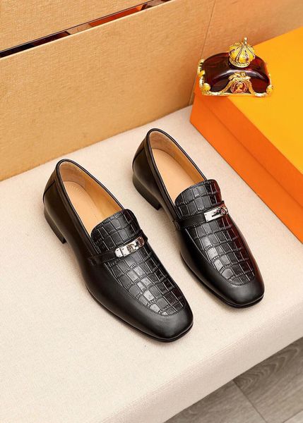 

2022 mens fashion party wedding dress shoes elegant brand designer genuine leather flats men formal slip on oxfords size 38-45, Black