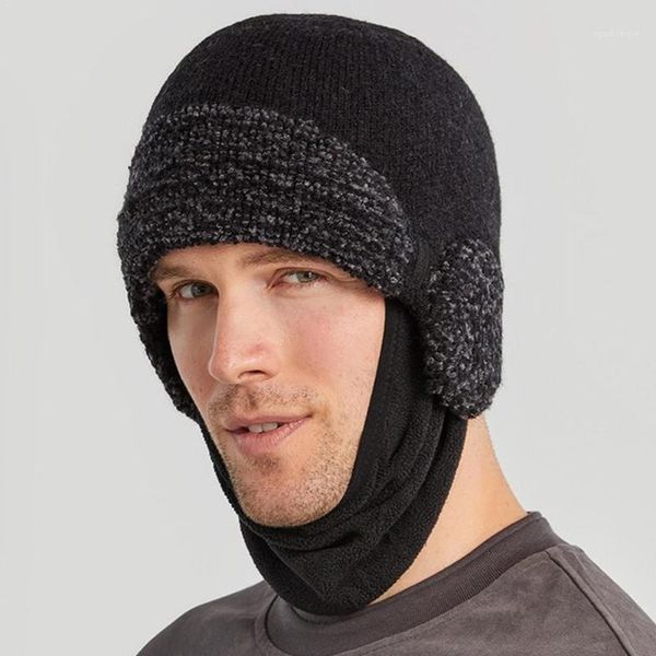 

winter hats for men women hat winter cap men women scarf 2020 set knitted balaclava bonnet wool hat mask i8l41, Blue;gray