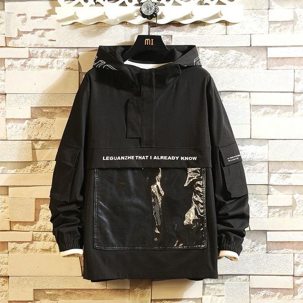 

men's jackets casual jacket men hip hop hooded japanese fashion coat pocket youth male streetwear autumn 2021 big size 5xl, Black;brown