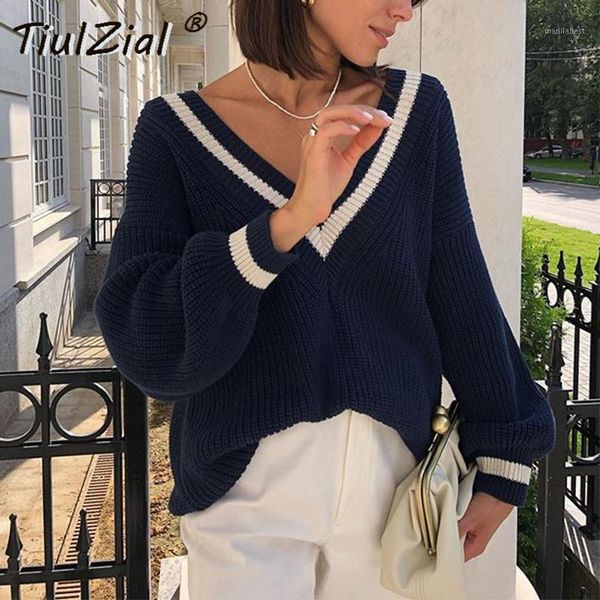 

tiulzial patchwork autumn winter knitting sweater women korean fashion v neck loose jumper beige long sleeve sweater for women1, White;black