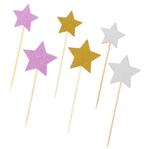 

36 pcs cake ers glittering lovely stars cake picks cupcake decor for festival1