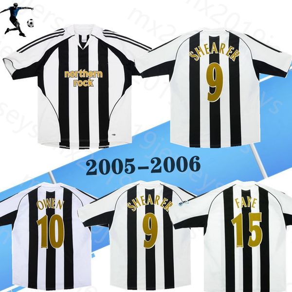 

2005 06 retro soccer jerseys geordie #9 shearer home black white #15 faye #10 owen 05 06 fc classic football shirts, Black;yellow