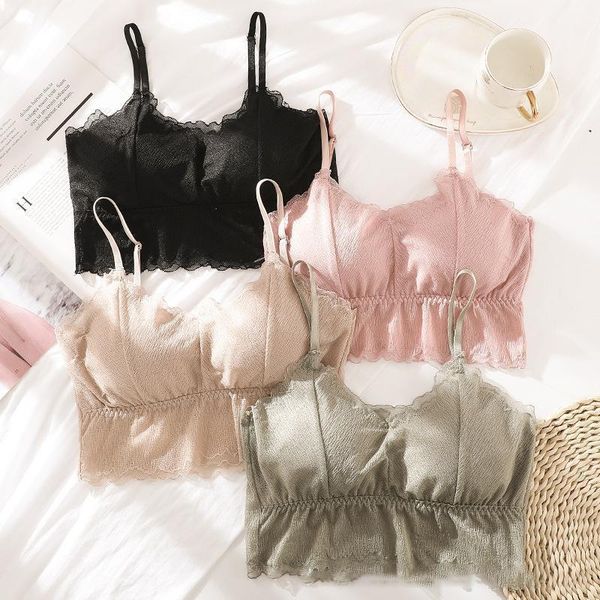 

women lace camisole women lingerie bralette eyelashes lace beauty back padded hollow out bottoming camisole 6 colors1, Black;white