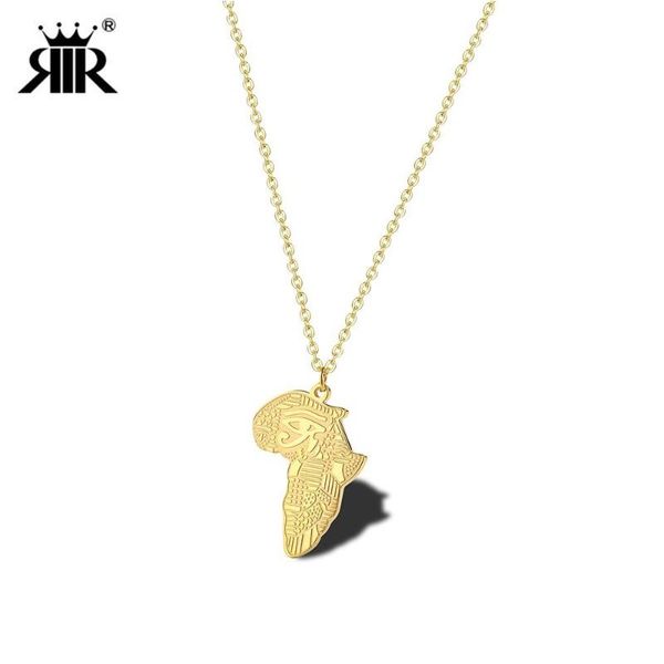

chains rir fashion eye of egypt africa map necklace african country charm horus pendant ancient egyptian jewelry, Silver