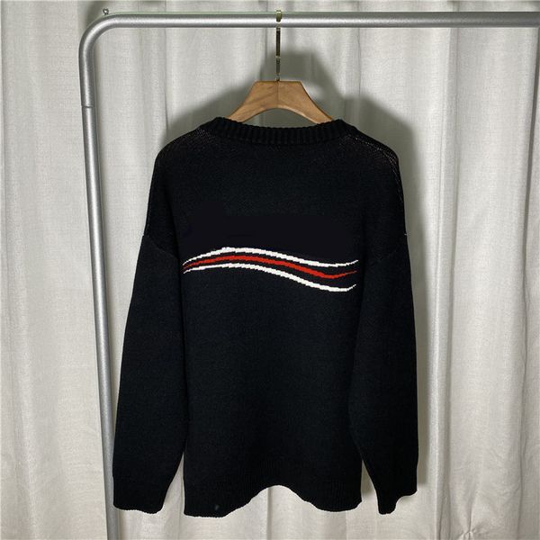 

high-end men and women's clothing 20ss autumn new sweater wave element coke contrast wavy stripe sweater couple loose good quality size, White;black