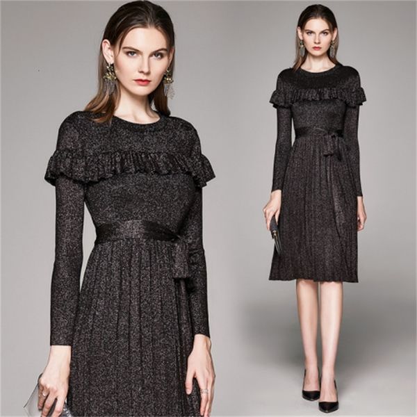 

dressed in knitted or crocheted dresses plied with gold noche fiesta frilly dress ladies'fashionable women's nightgown femme robe, Black;gray