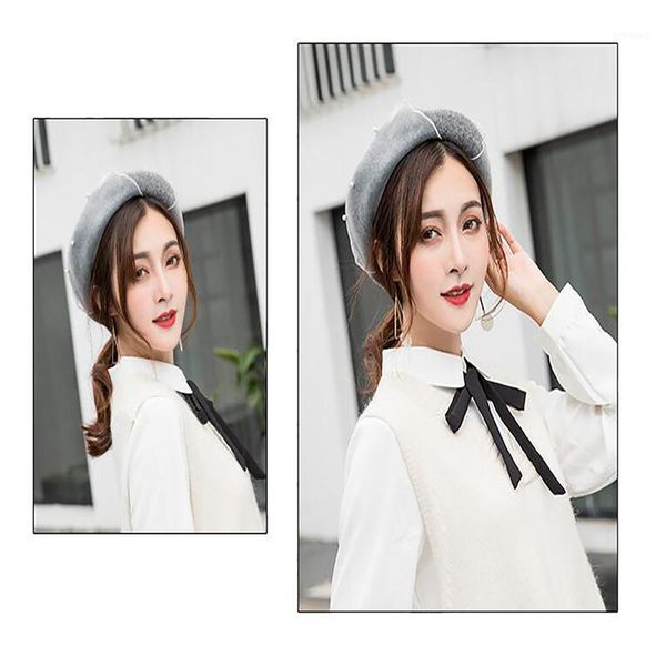 

berets arrival auttum winter hats vintage warm wool women beret french artist beanie hat cap for women1, Blue;gray