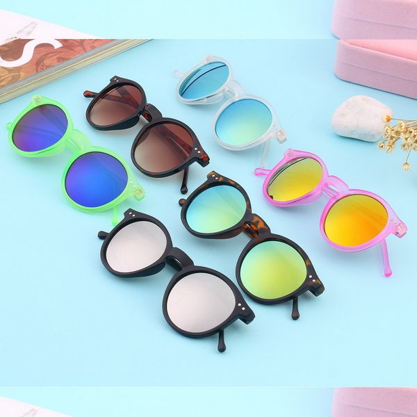 

vintage retro women men mirror plastic frame colorful eyewear round lens sunglasses pchromic