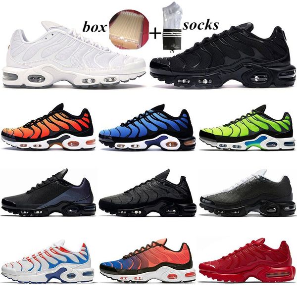 

с коробкой женщин мужчин tn plus кроссовки кричит зеленый тройной красный белый желтый pimento просто черные дышащие мужские тренеры спортив, White;red