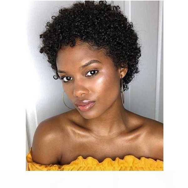 

peruvian virgin hair wigs tight kinky curly lace wig short human hair lace front wig pre plucked hairline, Black;brown