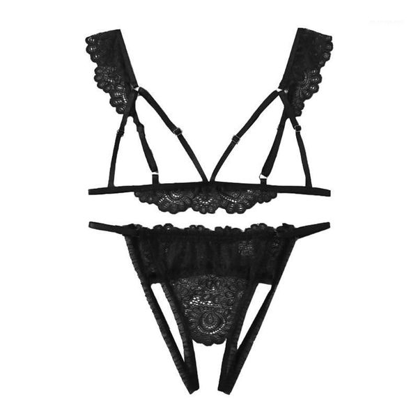 

plus size lace bras for women underwired bra fashion women plus size v-neck hollow bra +thong lingerie set underwear s-2xl1, Red;black