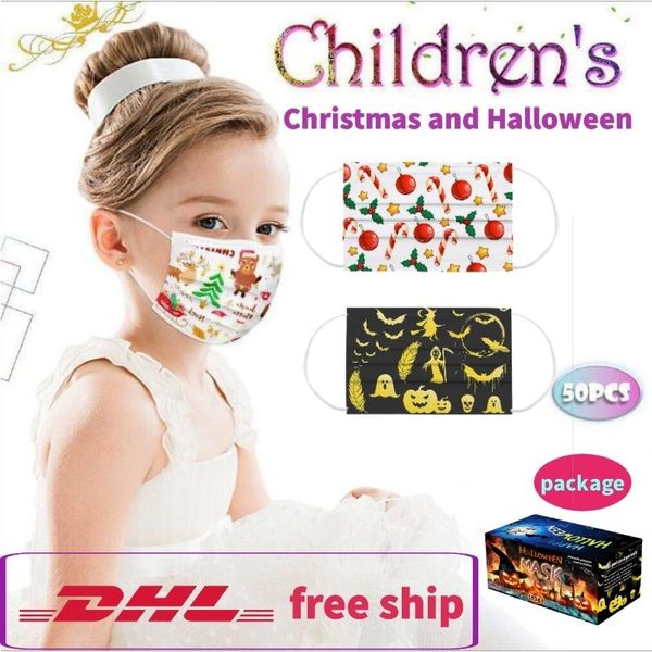 

disposable christmas halloween children kids face masks 50pcs masks earloop face masks dust-proof masque dhl shop i