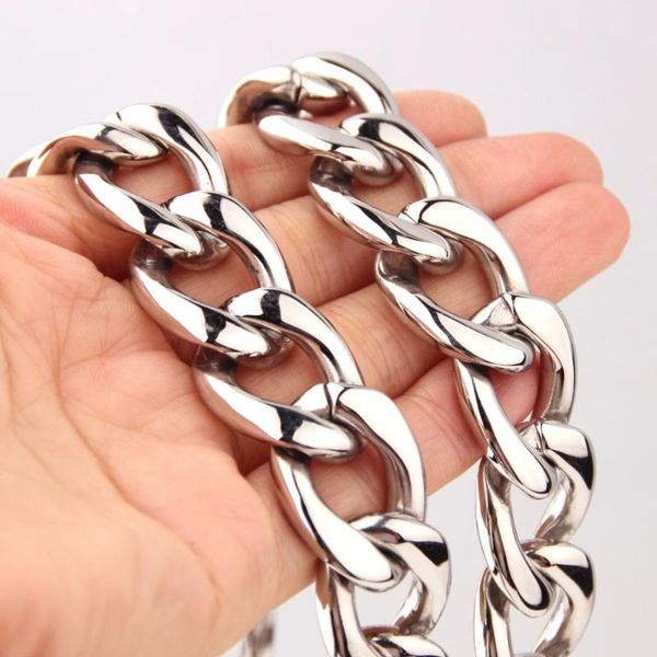 

tisnium 19mm cuba's chain silver color men's necklace bracelet solid stainless steel choker punk hip-hop style wholesale retail