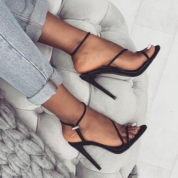 

21/5000 new summer fluorescent pointed stiletto sandals style fluorescent women's shoes, Black