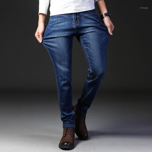 

2020 new spring autumn men jeans business smart casual stretch slim denim pants blue black cotton trousers male size 28-40,8021
