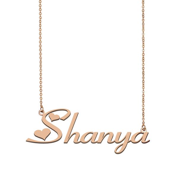 

shanya name necklace custom nameplate pendant for women girls birthday gift kids friends jewelry 18k gold plated stainless steel, Silver