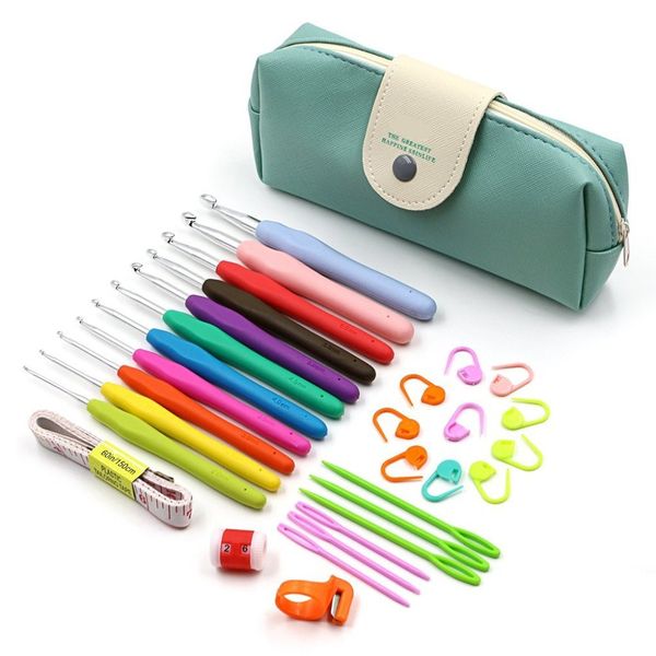 

sewing notions tools 30pcs crochet hooks set yarn knitting needle sewing tool ergonomic grip bag hook, Black