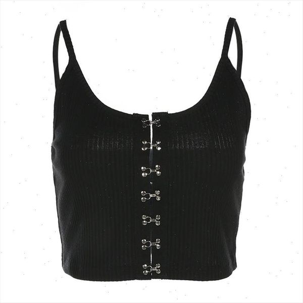 

summer gothic tank women black camis casual streetwear fashion brand goth slim backless ladies knitted crop top, White