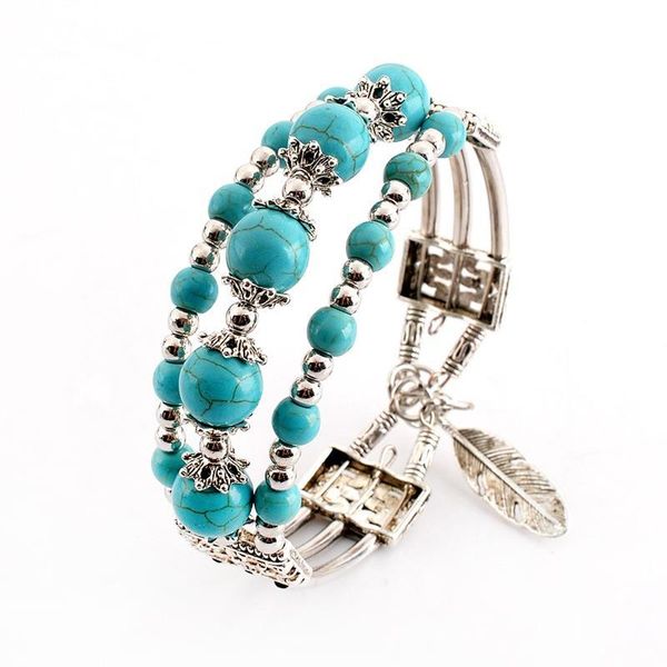 

charm bracelets national style stone three-layer european and american selling charming women bracelet ornament, Golden;silver