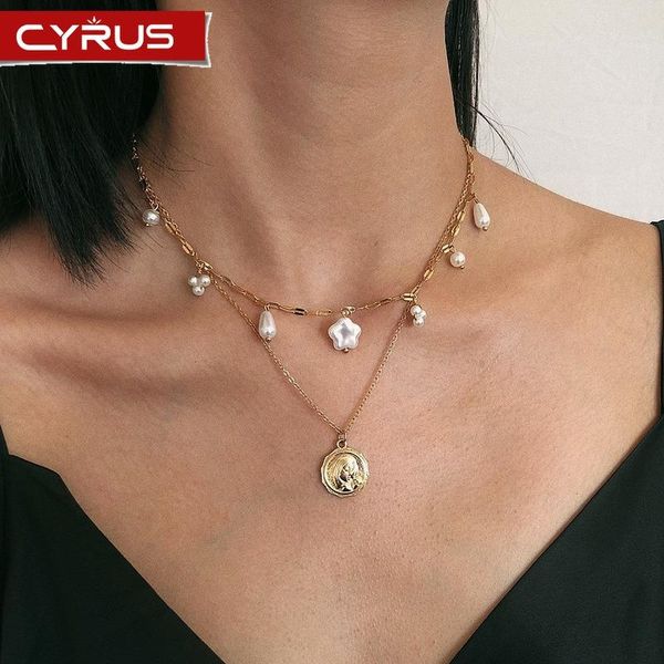 

многослойной bohemia ожерелье имитация pearl резные монет choker кулон ювелирные изделия аксессуары для девушки свадьбы партии подарков 2020, Golden;silver