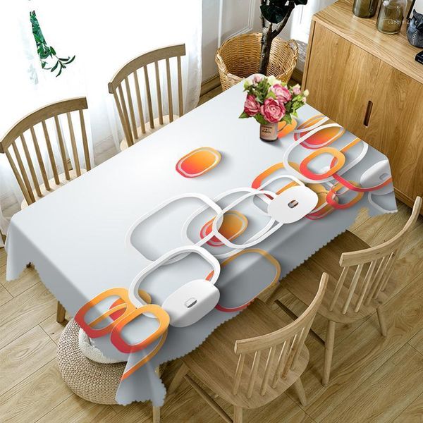 

senisaihon 3d tablecloth yellow geometric circle pattern polyester dustproof table cloth christmas dinner decoration table cover1