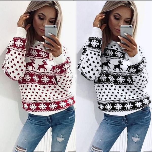 

vclrh 9417 deer autumn and winter new women's new 9417 women's autumn and winter sweaterprinting sweater deer sweater sweaterprint, Black
