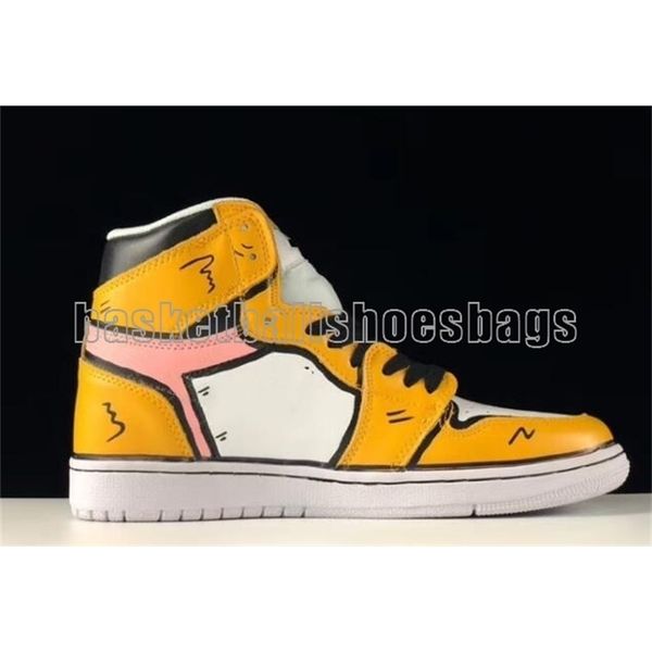 

new arrival 2020 men women high 1s white orange pink leather men racing shoes size 36-47