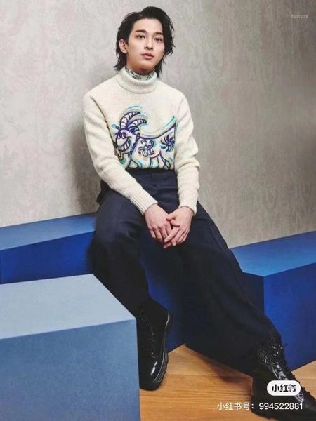 

wb01177 fashion men's sweaters 2021 runway european design party style men's clothing1, White;black