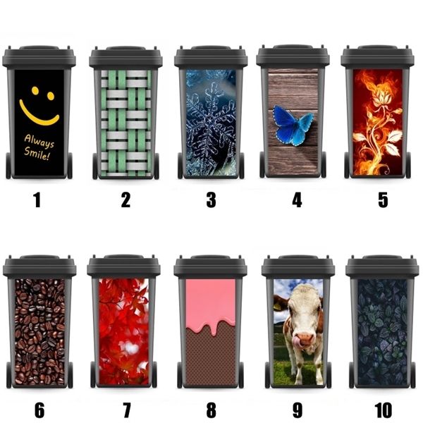 

modern adhesive removable waterproof sticker decals rubbish bin trash can cover sticker 120liter 240liter 1007