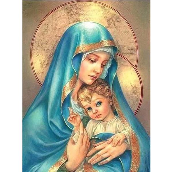 

paintings 5d diamond painting full set "our lady and her" round rhinestones po embroidery mosaic religion home decor