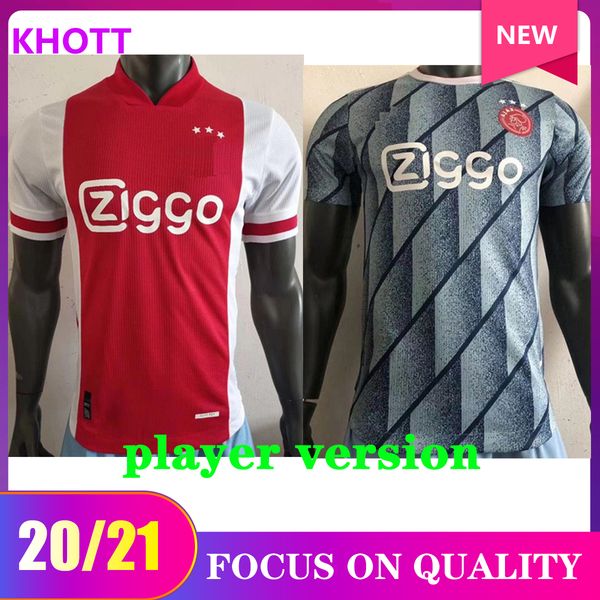 

thailand player version 20 21 ajax soccer jersey promes ajax home away amsterdam van de beek neres 2020 2021 tadic football kit shirt, Black;yellow