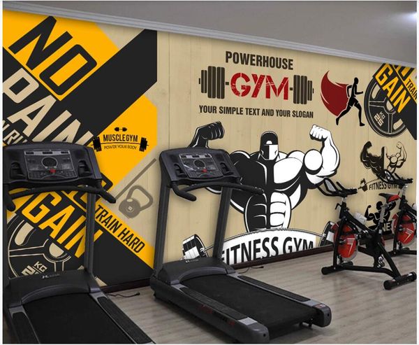 

custom p mural 3d wallpaper nostalgic cartoon fitness character lifting weights home decor 3d wall murals wallpaper in the living room