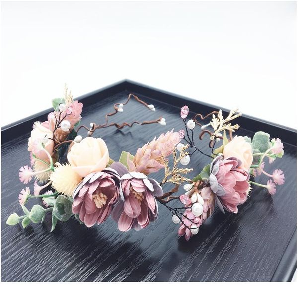 

festival flower crown bride wedding party hair accessories girl flower wreath headband floral garlands women headdress o qylvyq