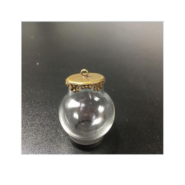 

50sets 25x15mm clear light bulb glass globe with metal crown base tray jewelry necklace hollow glass orbs diy wishing sqcwwv, Black