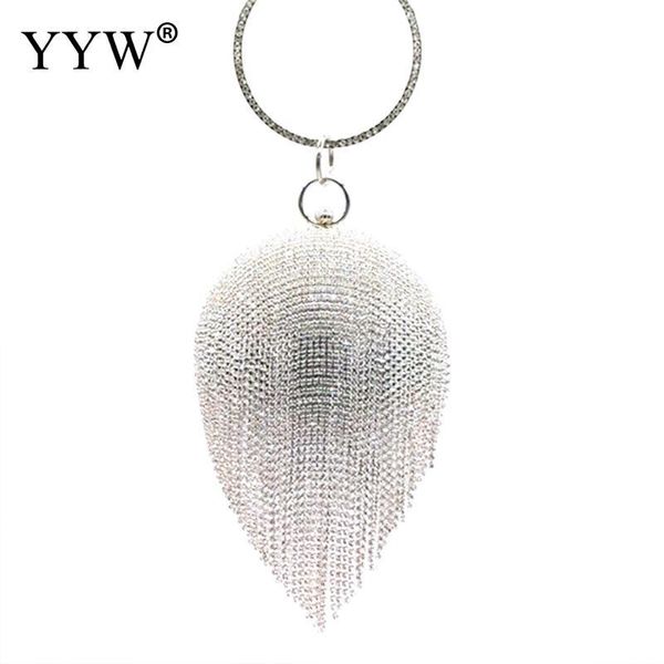 

round ball tassel diamond evening bag party wedding bags silver women bag fashion women day clutch mini purse bolsos mujer