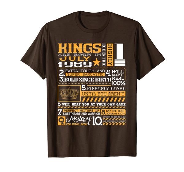 

50th birthday gift tee - kings born in july 1969 t shirt, White;black