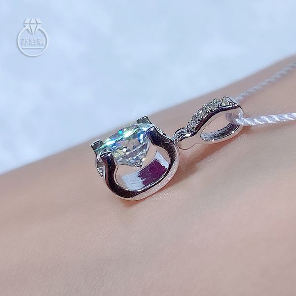 

real moissanite pendant 0.5ct 1ct lab diamond pendant engagement elegant wedding pendant necklace for women anniversary gift fashion design, Silver