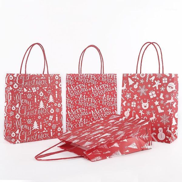 

gift wrap merry christmas paper bags year portable biscuits goodies holders tote containers for xmas party home bakery1