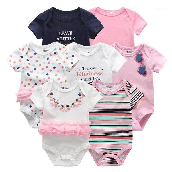 

2020 baby romper 7pcs/lot cotton baby girl clothes 0-12m newbron clothes short sleeve boy roupa de1, Blue