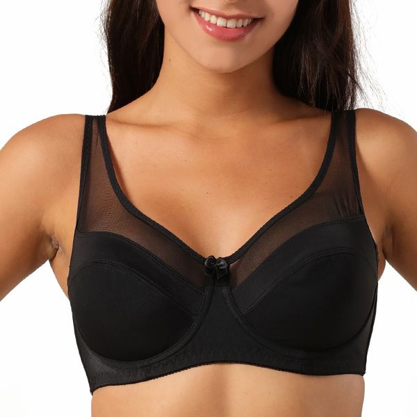 

women's full coverage comfort v-neck lace non padded minimizer underwire bra big size 34 36 38 40 42 44 46 c d dd ddd e f cup, Red;black