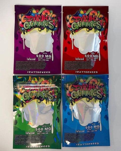 

whosale 6 types dank gummies mylar bag 500mg edibles packaging smell proof resealable zipper pouch packages cook bags