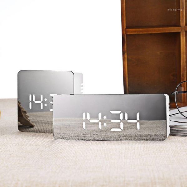 

mini led mirror alarm clock digital electronic desk table watch wake up light no radio snooze nixie clock for kids1