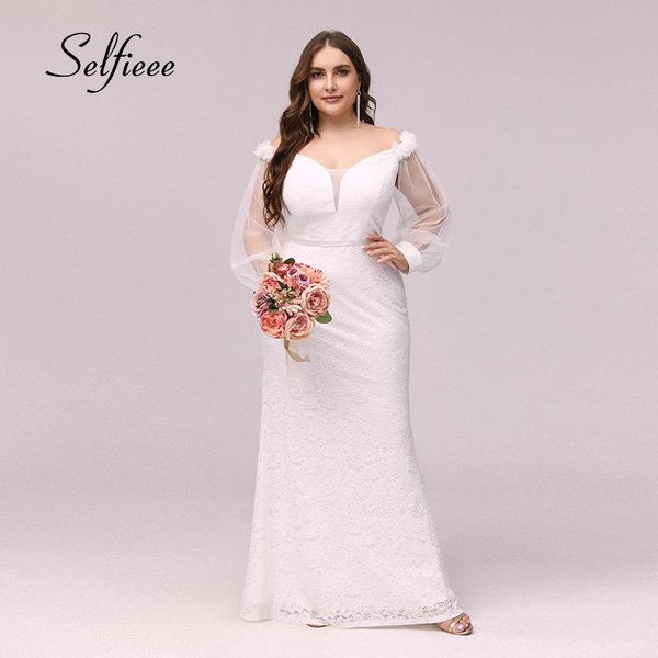 

plus size elegant women dress dainty fishtail lace wedding party with see-through sleeves robe femme long vestidos de fiesta, Black;gray