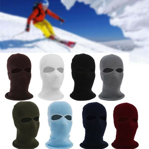 

new style fashion knit 2 hole ski mask hat full face shield beanie cap solid warm snow winter, Black;white