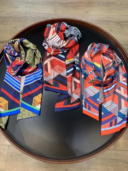 

2021 high-quality fashion print european and american style of new creative scarf slender narrow fabric comfortable and simple feeling scarf, Blue;gray